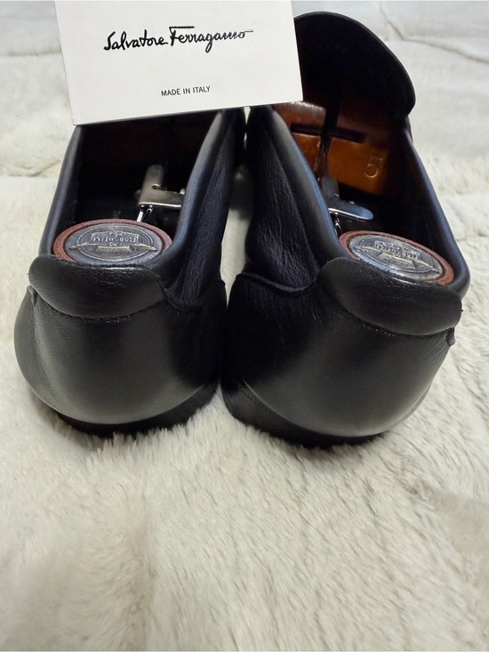 $990 Ferragamo Gancini Parigi Horsebit Black Leather Loafers 8.5 9.5 10